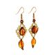 Cognac Amber Braided Dangles With Glass Beads The Fable, image , picture 3