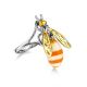 Cocktail Amber Ring In Gold-Plated Silver The Bee, Ring Size: 4 / 15, image , picture 3