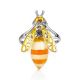 Cocktail Amber Ring In Gold-Plated Silver The Bee, Ring Size: 8 / 18, image , picture 4