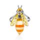 Cocktail Amber Ring In Gold-Plated Silver The Bee, Ring Size: 13 / 22, image , picture 4