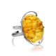 One Size Amber Ring In Sterling Silver The Vivaldi, Ring Size: Adjustable, image , picture 4