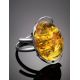 One Size Amber Ring In Sterling Silver The Vivaldi, Ring Size: Adjustable, image , picture 2