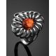 Elegant Cognac Amber Ring In Sterling Silver The Sevilla, Ring Size: 8.5 / 18.5, image , picture 3