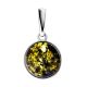 Round Silver Pendant With Green Amber The Furor, image , picture 3