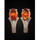 Latch Back Amber Earrings In Sterling Silver With Crystals The Raphael, image , picture 2