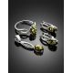 Amber Ring With Crystals In Sterling Silver The Raphael, Ring Size: 10 / 20, image , picture 5
