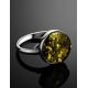 Stylish Adjustable Ring With Green Amber In Sterling Silver The Furor, Ring Size: Adjustable, image , picture 2