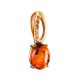 Gold-Plated Pendant With Oval Amber And Champagne Crystals The Raphael, image , picture 3