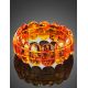 Cognac Amber Flat Beaded Bracelet, image , picture 2