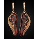 Bold Gold-Plated Earrings With Luminous Cherry Amber The Dew, image , picture 3