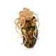 Charming Handmade Green Amber Ring In Gold-Plated Silver The Dew, Ring Size: Adjustable, image , picture 3