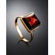 Adjustable Golden Ring With Square Cut Amber The Ovation, Ring Size: 5.5 / 16, image , picture 2