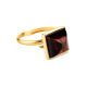 Adjustable Golden Ring With Square Cut Amber The Ovation, Ring Size: 13 / 22, image , picture 4