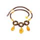 Handmade Lemon Amber Necklace With Glass Beads The Fable, image , picture 3