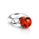 Futuristic Silver Ring With Cognac Amber The Jupiter, Ring Size: 4 / 15, image , picture 3
