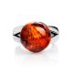 Futuristic Silver Ring With Cognac Amber The Jupiter, Ring Size: 9.5 / 19.5, image , picture 4