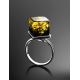 Adjustable Silver Ring With Square Cut Green Amber The Sugar, image , picture 2