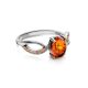 Amber Ring With Champagne Crystals In Sterling Silver The Raphael, Ring Size: 8 / 18, image , picture 3