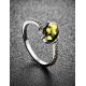 Amber Ring In Sterling Silver With Green Crystals The Raphael, Ring Size: 10 / 20, image , picture 2