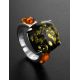 Voluptuous Silver Ring With Green And Cognac Amber The Prussia, Ring Size: 11.5 / 21, image , picture 2