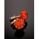 Pretty Carved  Amber Roses Stud Earrings In Gold The Rose, image , picture 2