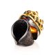 Bold Handcrafted Cocktail Ring With Cognac Amber In Gold-Plated Silver The Sirena, Ring Size: Adjustable, image , picture 6
