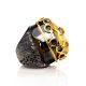 Bold Gold-Plated Cocktail Ring With Honey Amber The Sirena, Ring Size: Adjustable, image , picture 4