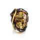Adjustable Green Amber Cocktail Ring In Gold-Plated Silver The Sirena, Ring Size: Adjustable, image , picture 4