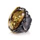 Adjustable Green Amber Cocktail Ring In Gold-Plated Silver The Sirena, Ring Size: Adjustable, image , picture 5