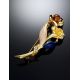 Bright Gold Plated Brooch With Amber And Enamel The Beoluna, image , picture 2