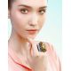 Adjustable Green Amber Cocktail Ring In Gold-Plated Silver The Sirena, Ring Size: Adjustable, image , picture 2
