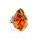 Gold-Plated Cocktail Ring With Cognac Amber The Triumph, Ring Size: Adjustable, image , picture 3