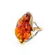 Gold-Plated Cocktail Ring With Cognac Amber The Triumph, Ring Size: Adjustable, image , picture 4