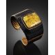 Golden Color Leather Bracelet With Green Amber The Nefertiti, image , picture 2