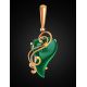 Green Synthetic Onyx Pendant In Gold-Plated Silver The Serenade, image , picture 2