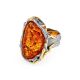 Gold-Plated Cocktail Ring With Cognac Amber The Triumph, Ring Size: Adjustable, image , picture 3