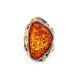 Gold-Plated Cocktail Ring With Cognac Amber The Triumph, Ring Size: Adjustable, image , picture 4