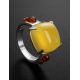 Stylish Geometric Amber Ring In Sterling Silver The Prussia, Ring Size: 11 / 20.5, image , picture 2