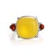 Stylish Geometric Amber Ring In Sterling Silver The Prussia, Ring Size: 6 / 16.5, image , picture 4