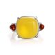 Stylish Geometric Amber Ring In Sterling Silver The Prussia, Ring Size: 11.5 / 21, image , picture 4
