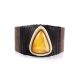 Dark Leather Cuff Bracelet With Honey Amber The Nefertiti, image , picture 3