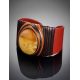 Bright Leather Cuff Bracelet With Honey Amber The Nefertiti, image , picture 2