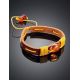 Leather Pull And Tie Bracelet With Cognac Amber The Copacabana, image , picture 2