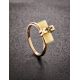 Cylindrical Cut Amber Ring In Gold With Crystal The Scandinavia, Ring Size: 8 / 18, image , picture 2