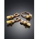 Cylinder Cut Amber Pendant in Gold With Crystal the Scandinavia, image , picture 4
