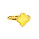 Clover Shaped Amber Ring In Gold-Plated Silver The Monaco, Ring Size: 8.5 / 18.5, image , picture 3