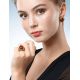 Round Gold-Plated Earrings With Cognac Amber And Crystals The Pompadour, image , picture 3