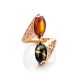 Multicolor Amber Ring In Gold-Plated Silver The Casablanca, Ring Size: 9 / 19, image , picture 4