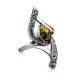 Sterling Silver Amber Ring With Green Crystals The Raphael, Ring Size: 12 / 21.5, image , picture 4