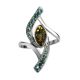 Sterling Silver Amber Ring With Green Crystals The Raphael, Ring Size: 6.5 / 17, image , picture 5